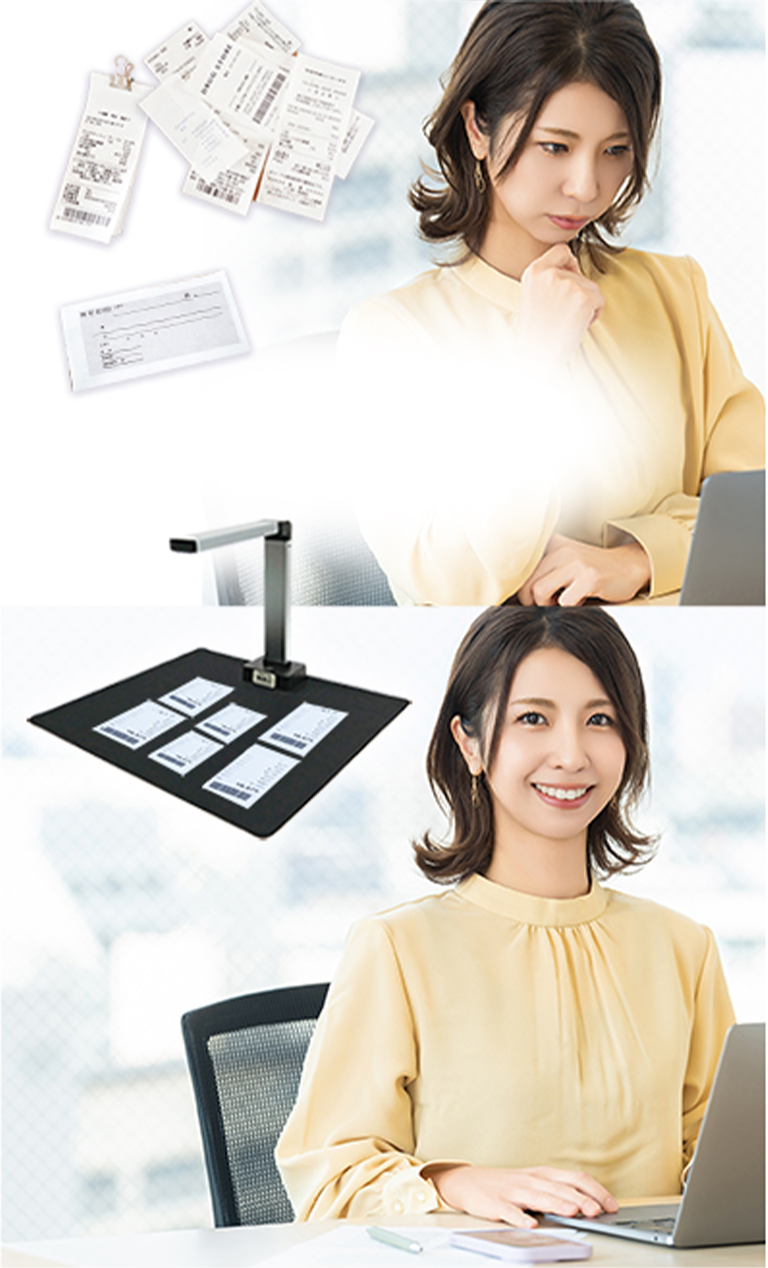 バラバラの帳簿をまとめてスキャン！自動トリミングで保存もラクラク！